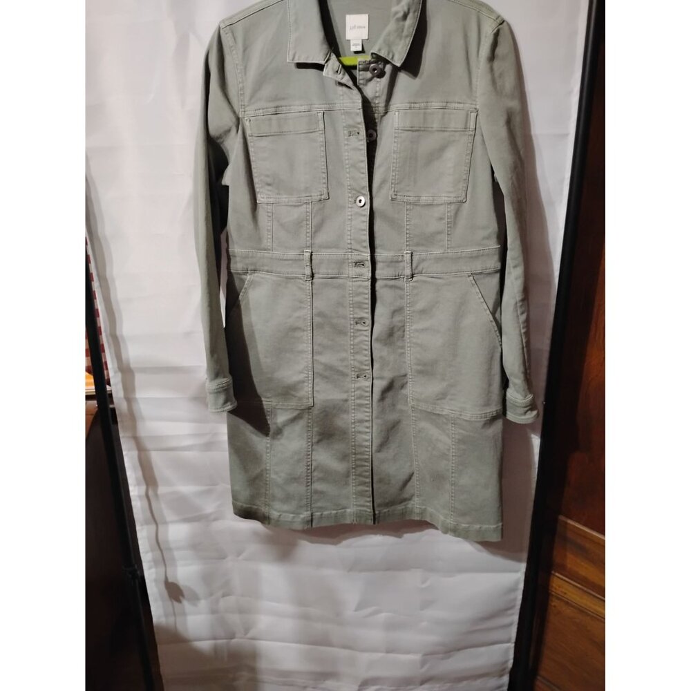 J. Jill Denim small cotton blend hip length coat no belt army green Y2K casual s